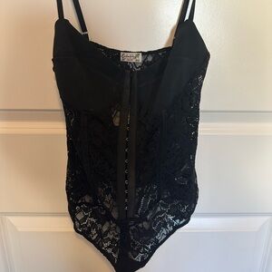 Free People Black Lace Bodysuit